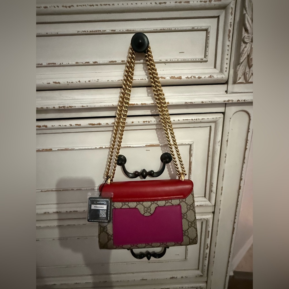 Authentic Gucci Padlock Monogram canvas with Red & Pink accents - Picture 14 of 14